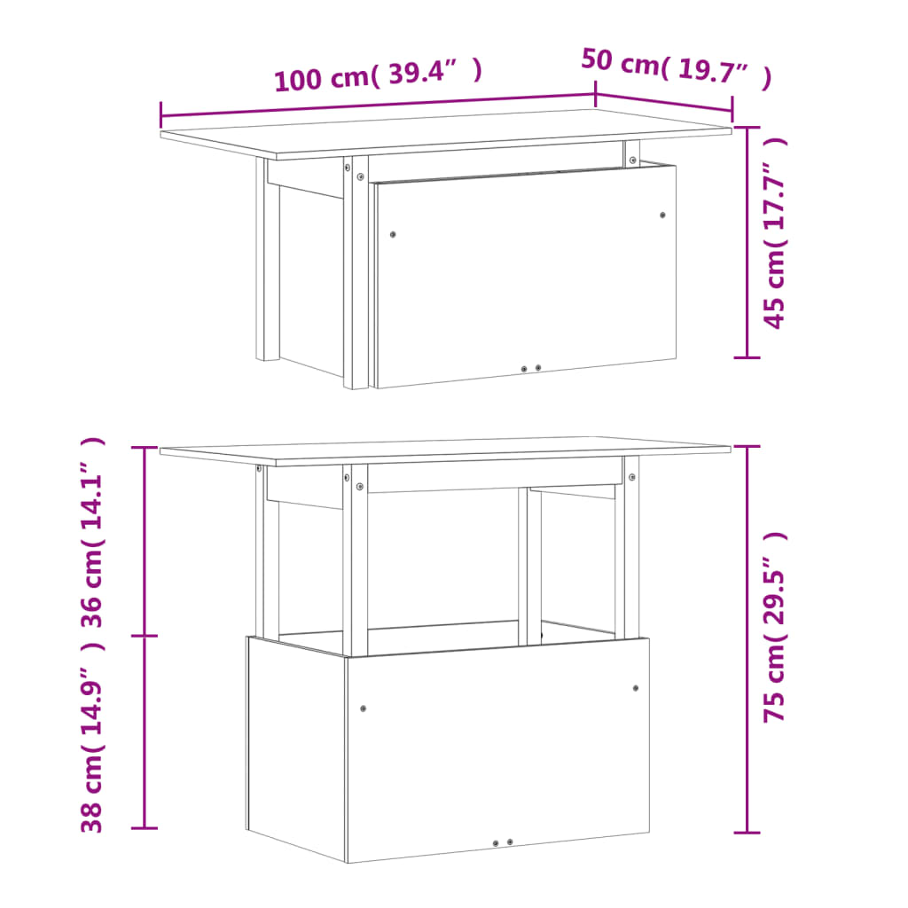Havebord 100x50x75 Cm Massivt Fyrretræ - Billede 12