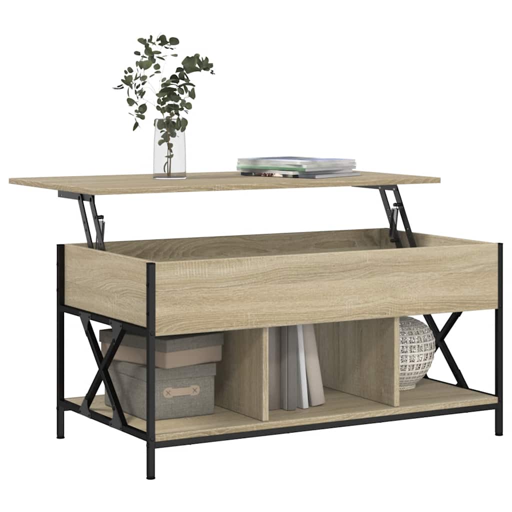 Sofabord 100x55x50 Cm Konstrueret Træ Og Metal - Billede 4