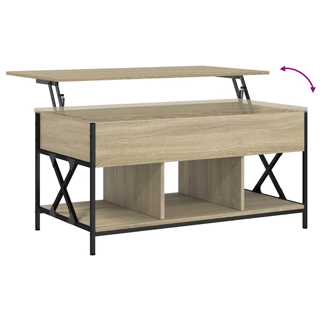 Sofabord 100x55x50 Cm Konstrueret Træ Og Metal - Billede 8