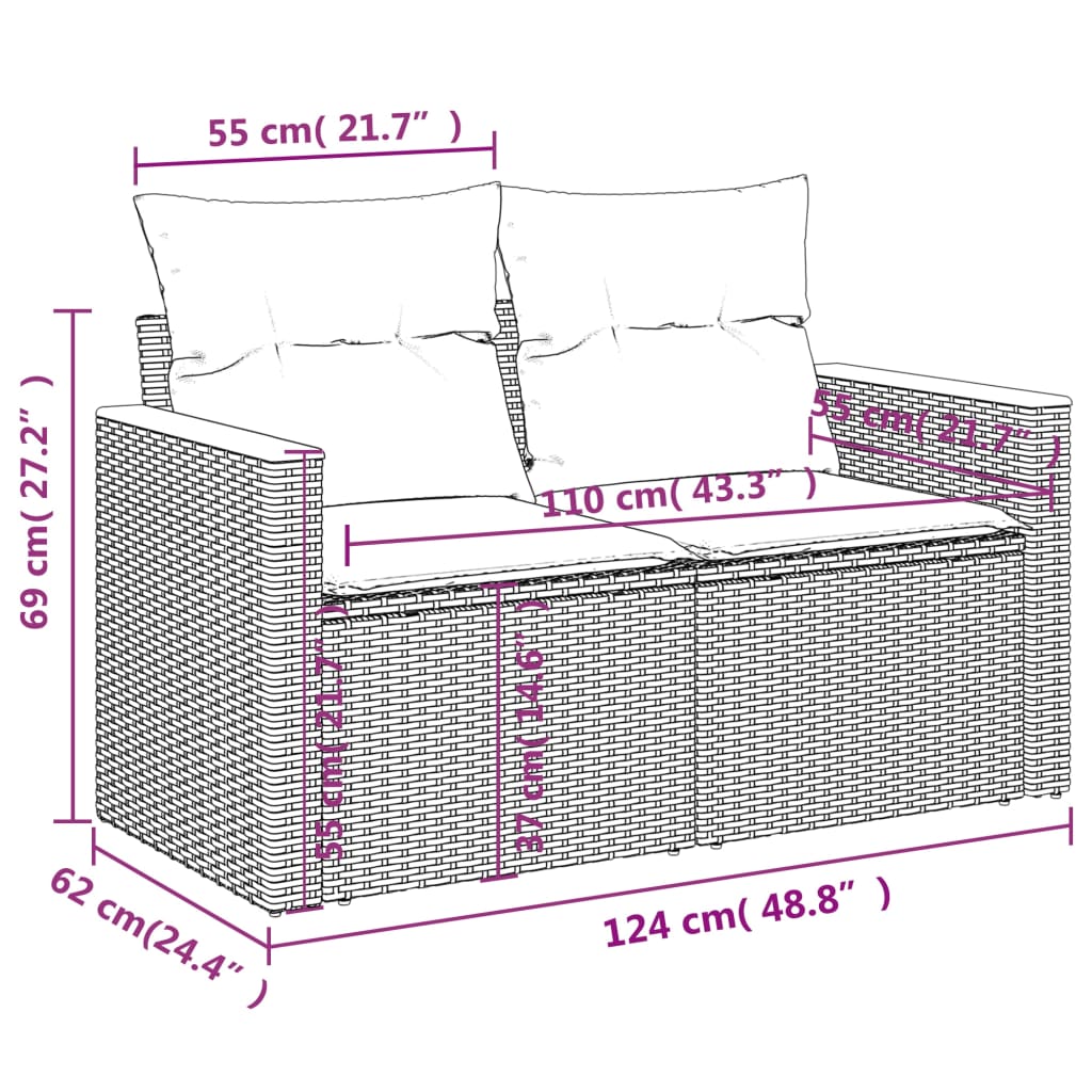 Sofasæt til Haven 8 Dele med Hynder Polyrattan - billede 9