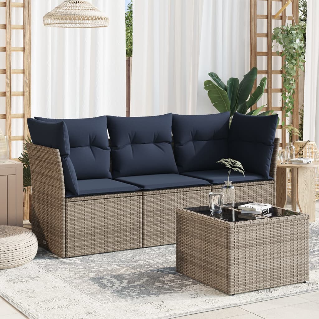 Sofasæt Til Haven 4 Dele Med Hynder Polyrattan Sort