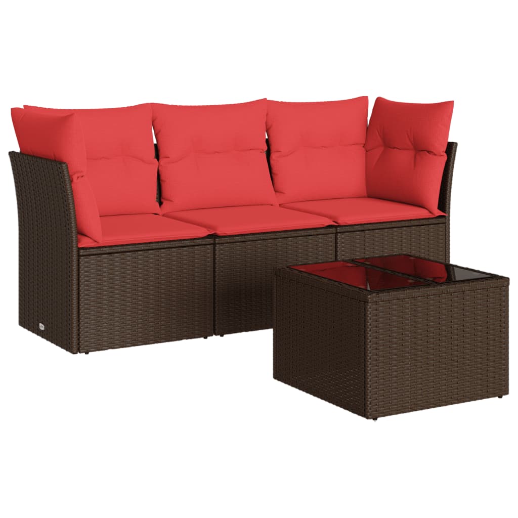 Sofasæt Til Haven 4 Dele Med Hynder Polyrattan Sort