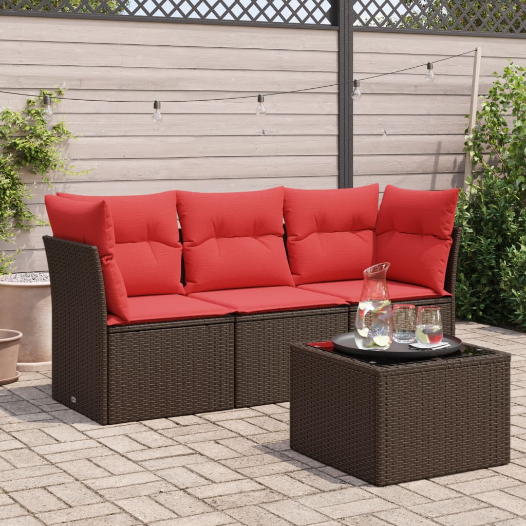 Sofasæt Til Haven 4 Dele Med Hynder Polyrattan Sort