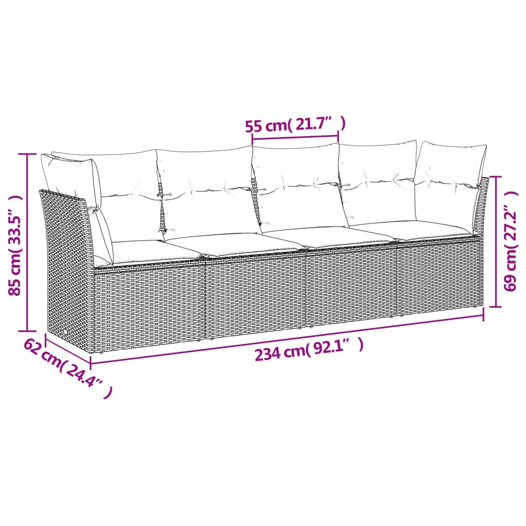 Sofasæt Til Haven 5 Dele Med Hynder Polyrattan Sort