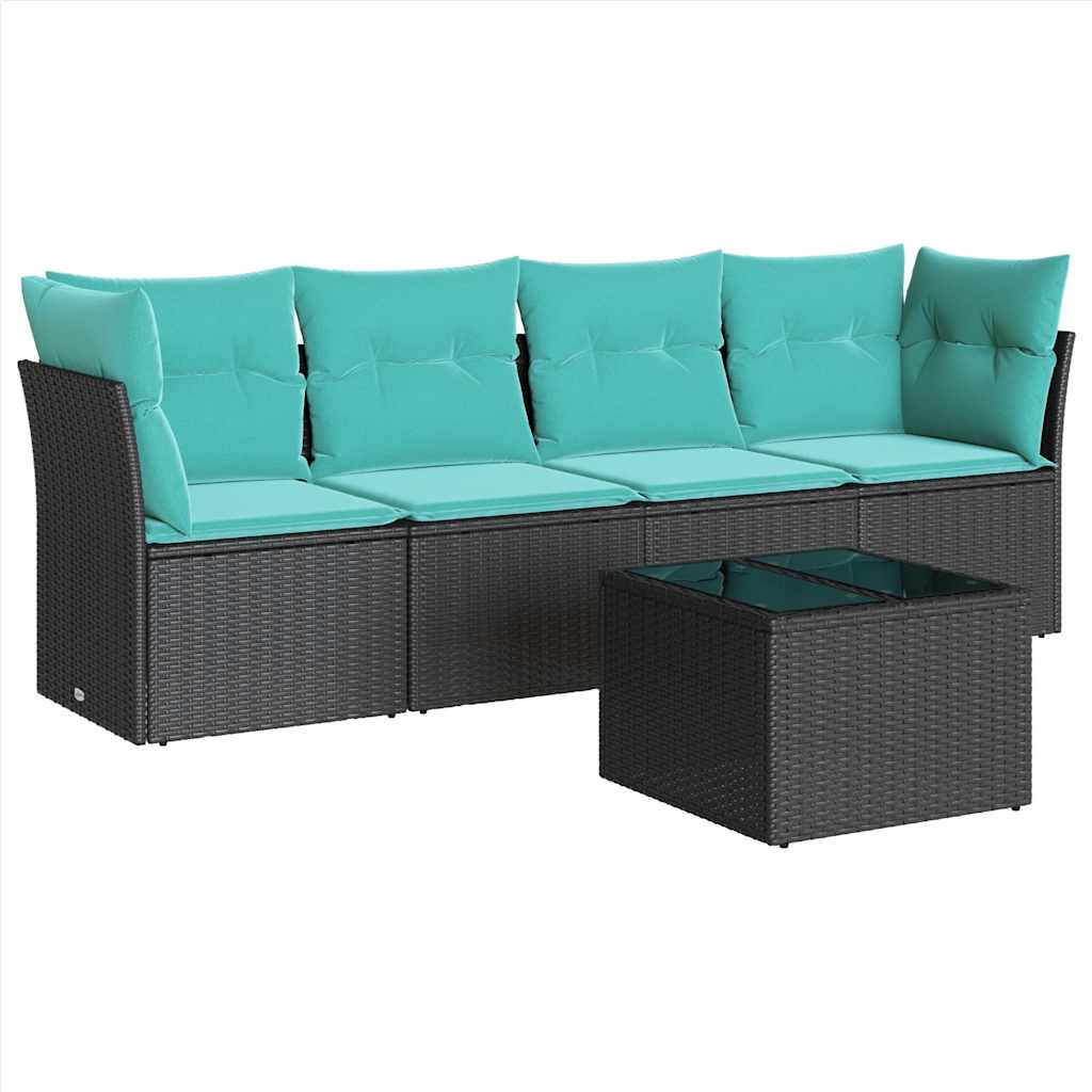 Sofasæt Til Haven 5 Dele Med Hynder Polyrattan Sort