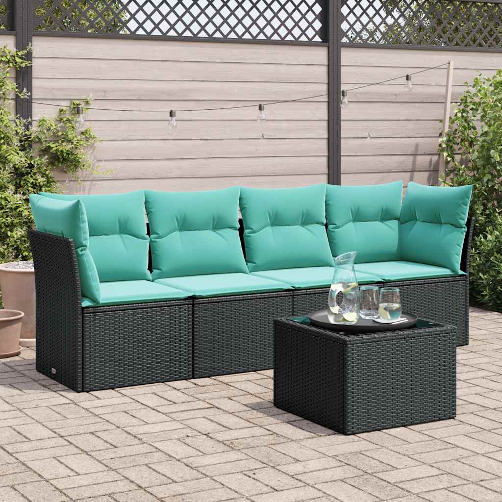 Sofasæt Til Haven 5 Dele Med Hynder Polyrattan Sort