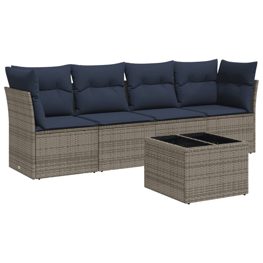 Sofasæt Til Haven 5 Dele Med Hynder Polyrattan Sort
