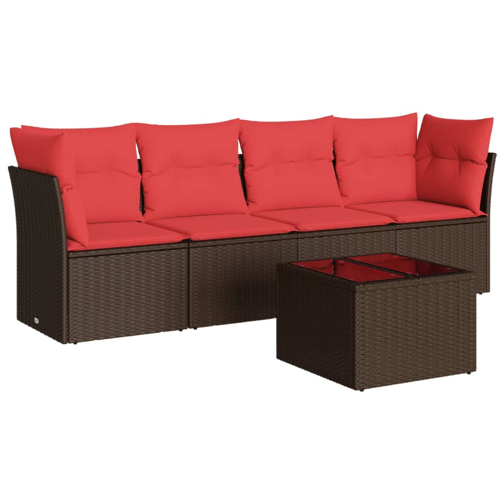 Sofasæt Til Haven 5 Dele Med Hynder Polyrattan Sort