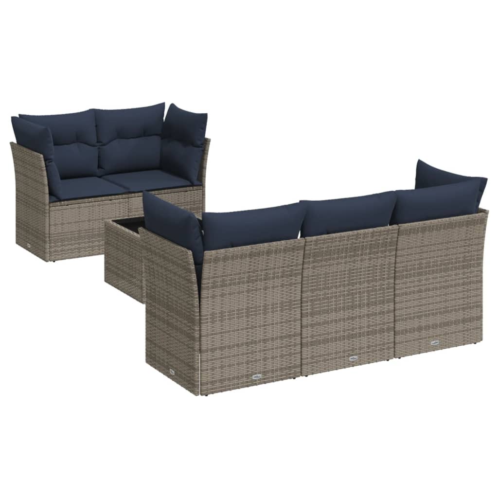 Sofasæt Til Haven 6 Dele Med Hynder Polyrattan Sort