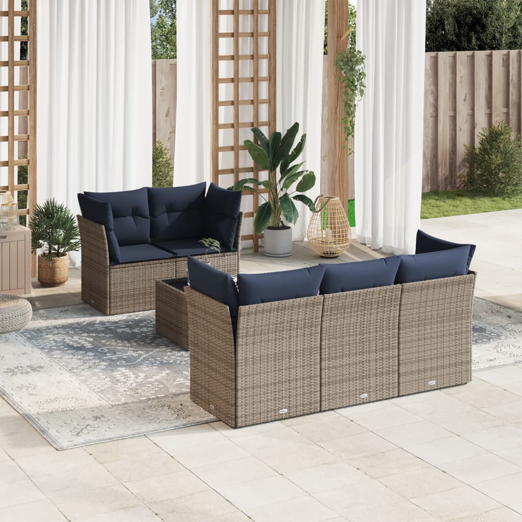 Sofasæt Til Haven 6 Dele Med Hynder Polyrattan Sort