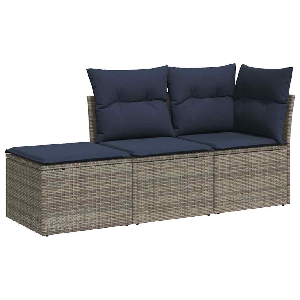 Havesofasæt 3 Dele med Hynder Polyrattan Grå - billede 2