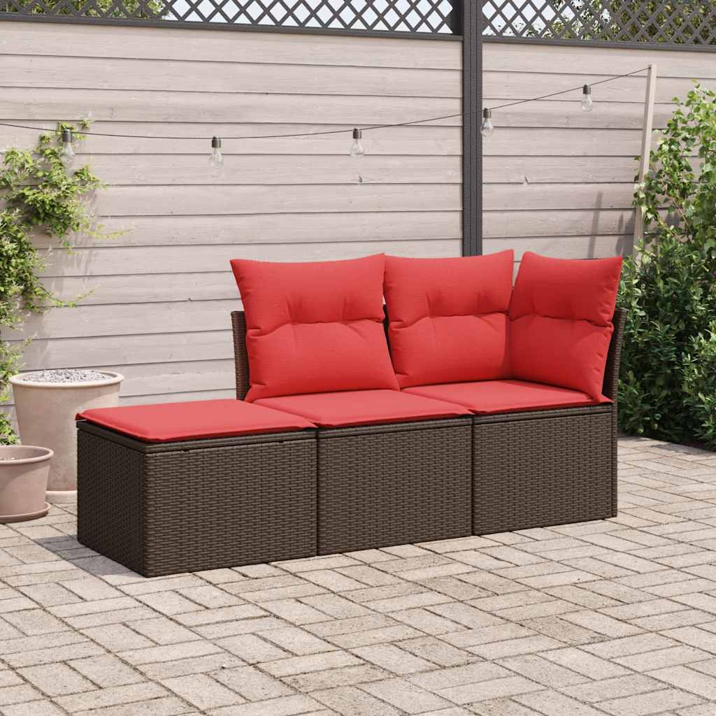 Havesofasæt 3 Dele med Hynder Polyrattan Grå