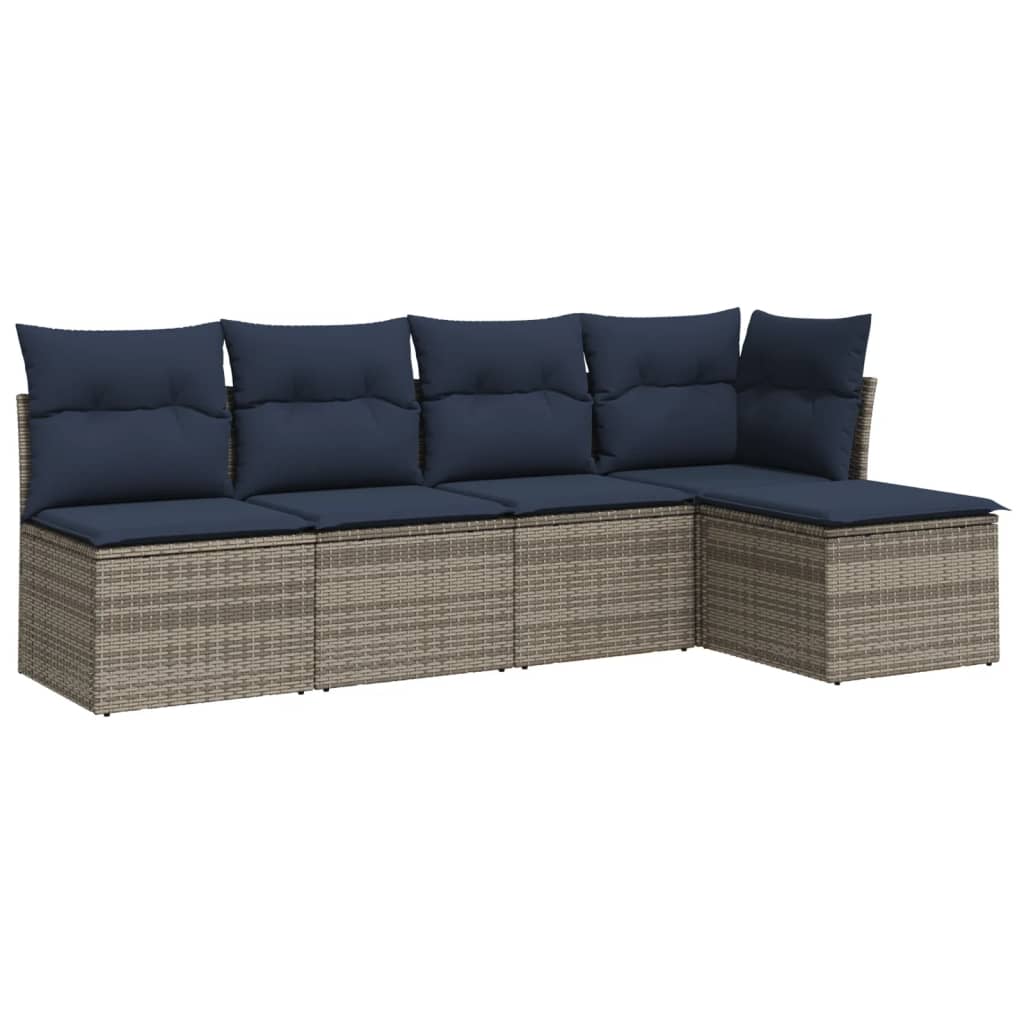 Sofasæt til Haven 5 Dele med Hynder Polyrattan Grå - billede 2