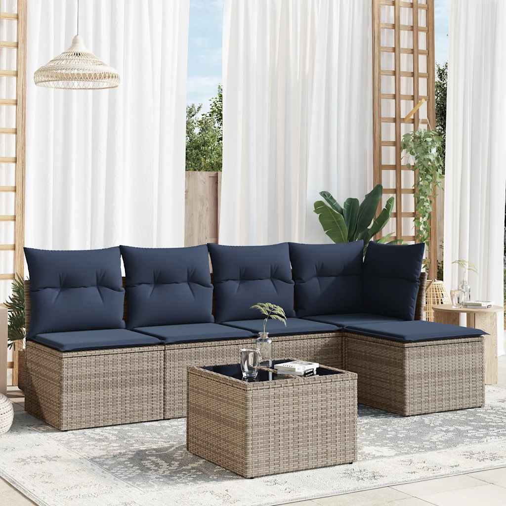 Sofasæt til Haven 5 Dele med Hynder Polyrattan Grå