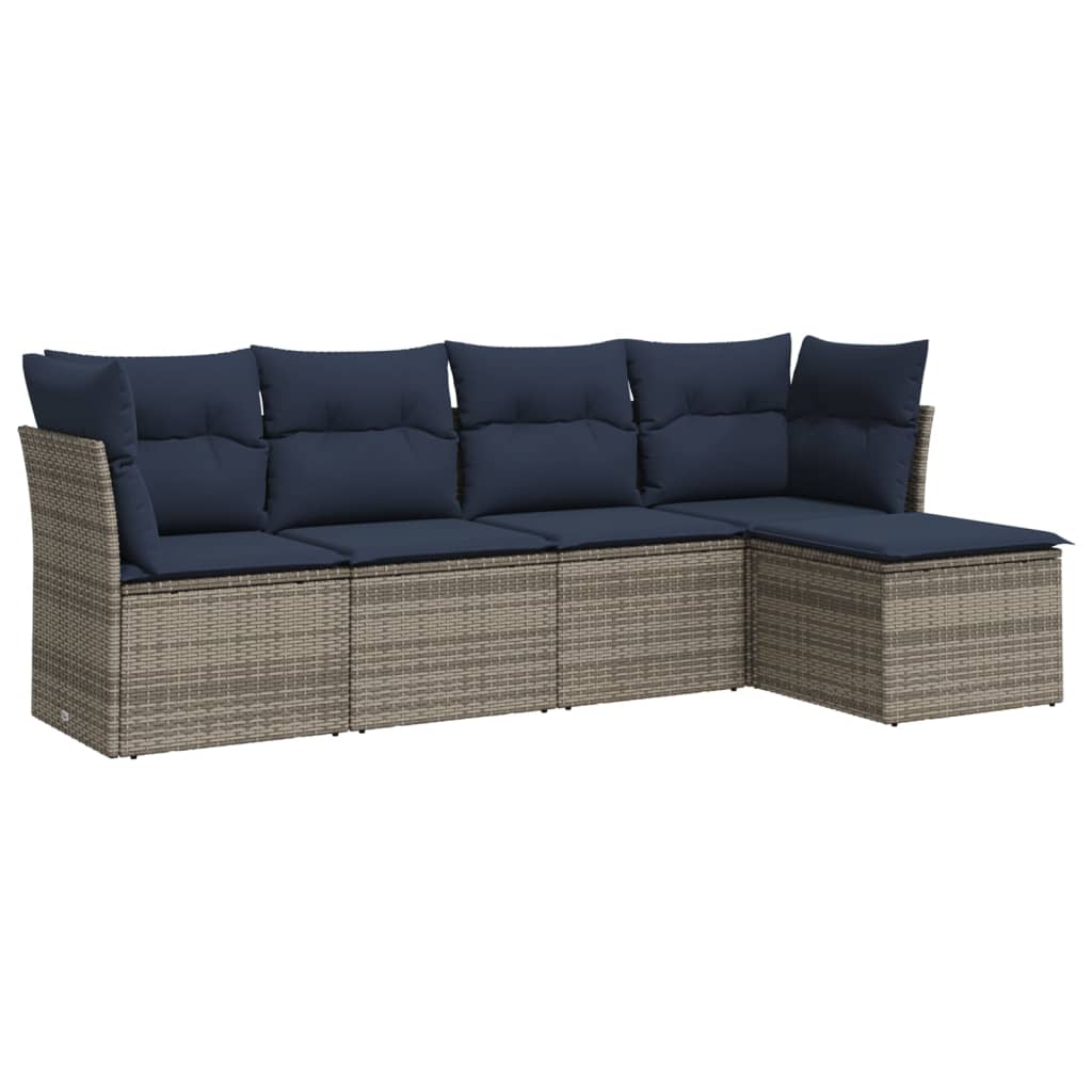 Sofasæt til Haven 5 Dele med Hynder Polyrattan Grå - billede 2