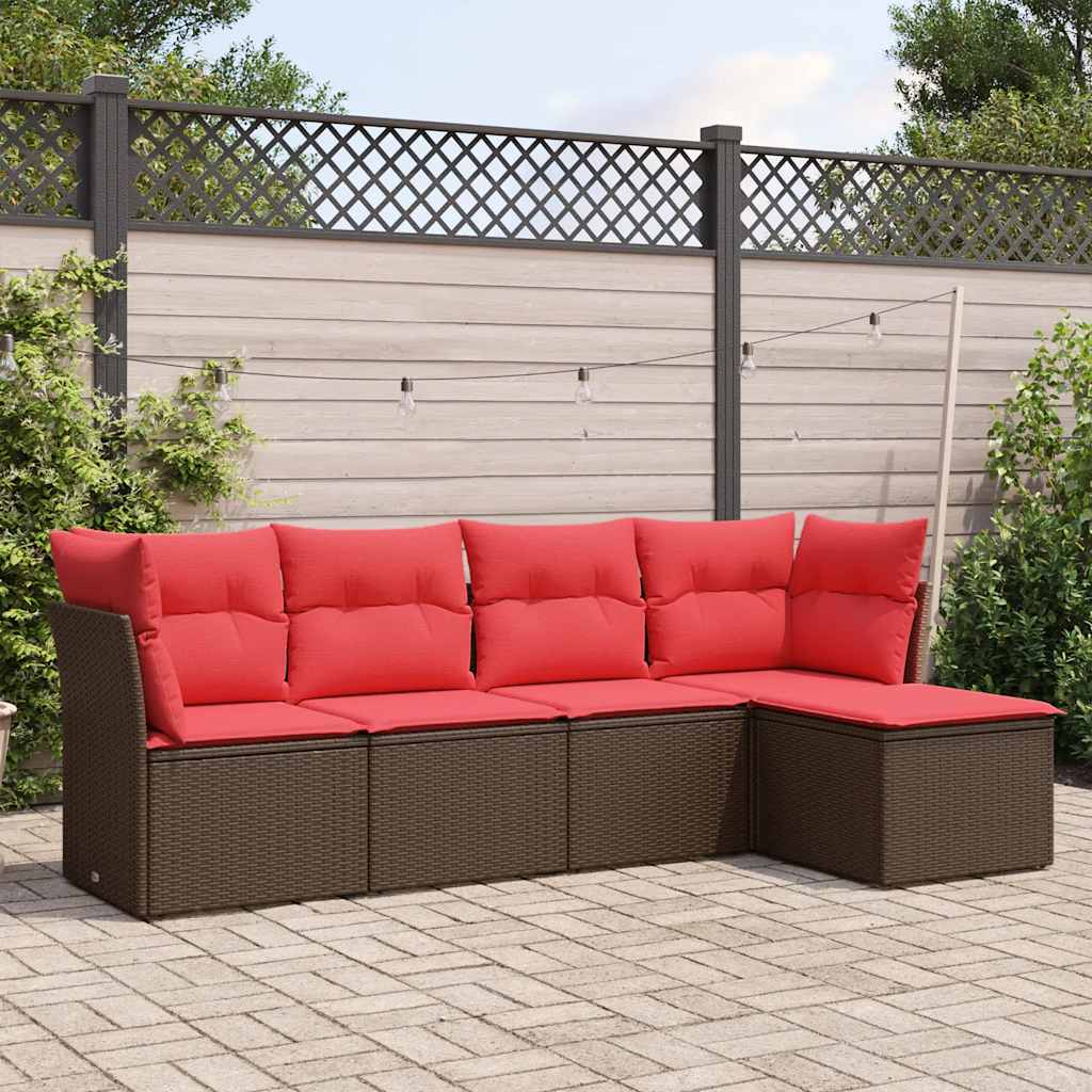 Sofasæt til Haven 5 Dele med Hynder Polyrattan Grå