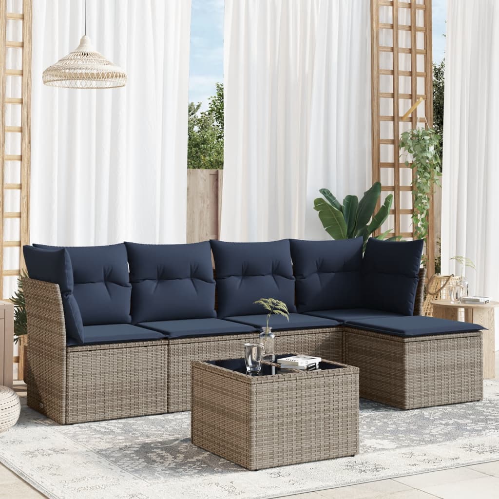 Sofasæt til Haven 5 Dele med Hynder Polyrattan Grå