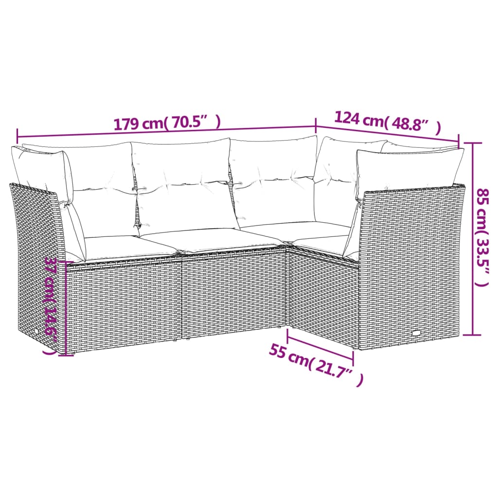 Sofasæt Til Haven 5 Dele Med Hynder Polyrattan Sort