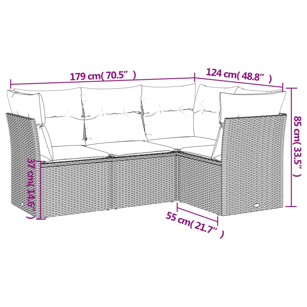 Sofasæt Til Haven 5 Dele Med Hynder Polyrattan Sort