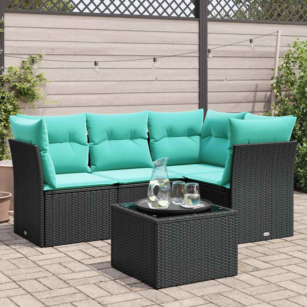 Sofasæt Til Haven 5 Dele Med Hynder Polyrattan Sort
