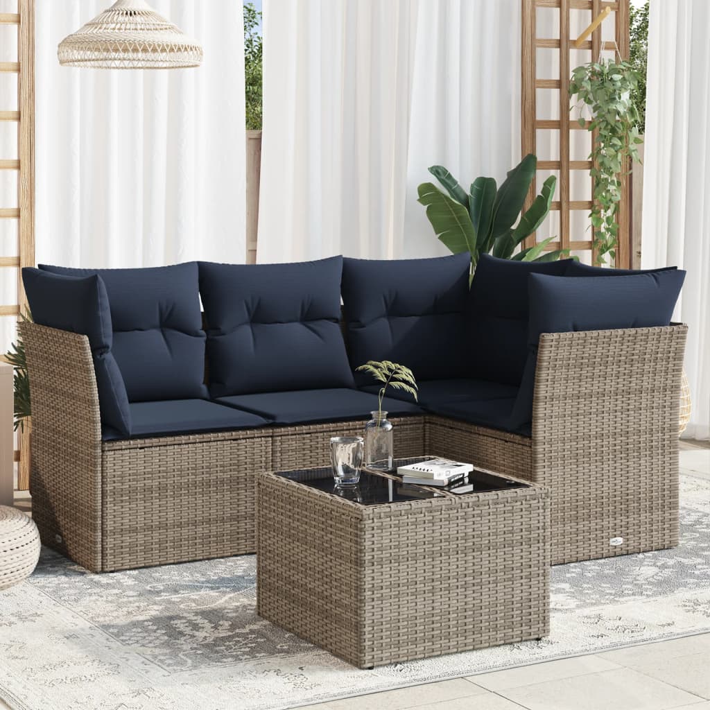 Sofasæt Til Haven 5 Dele Med Hynder Polyrattan Sort