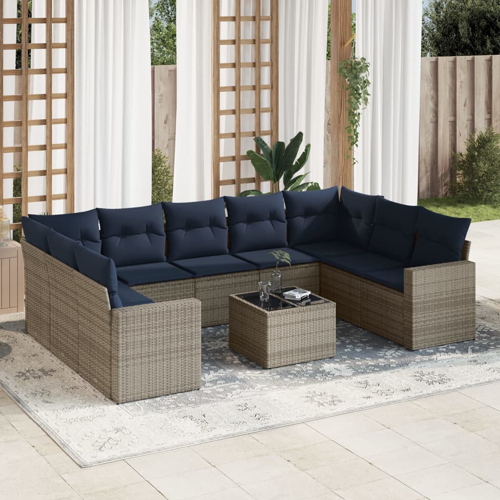 Sofasæt Til Haven 10 Dele Med Hynder Polyrattan Sort