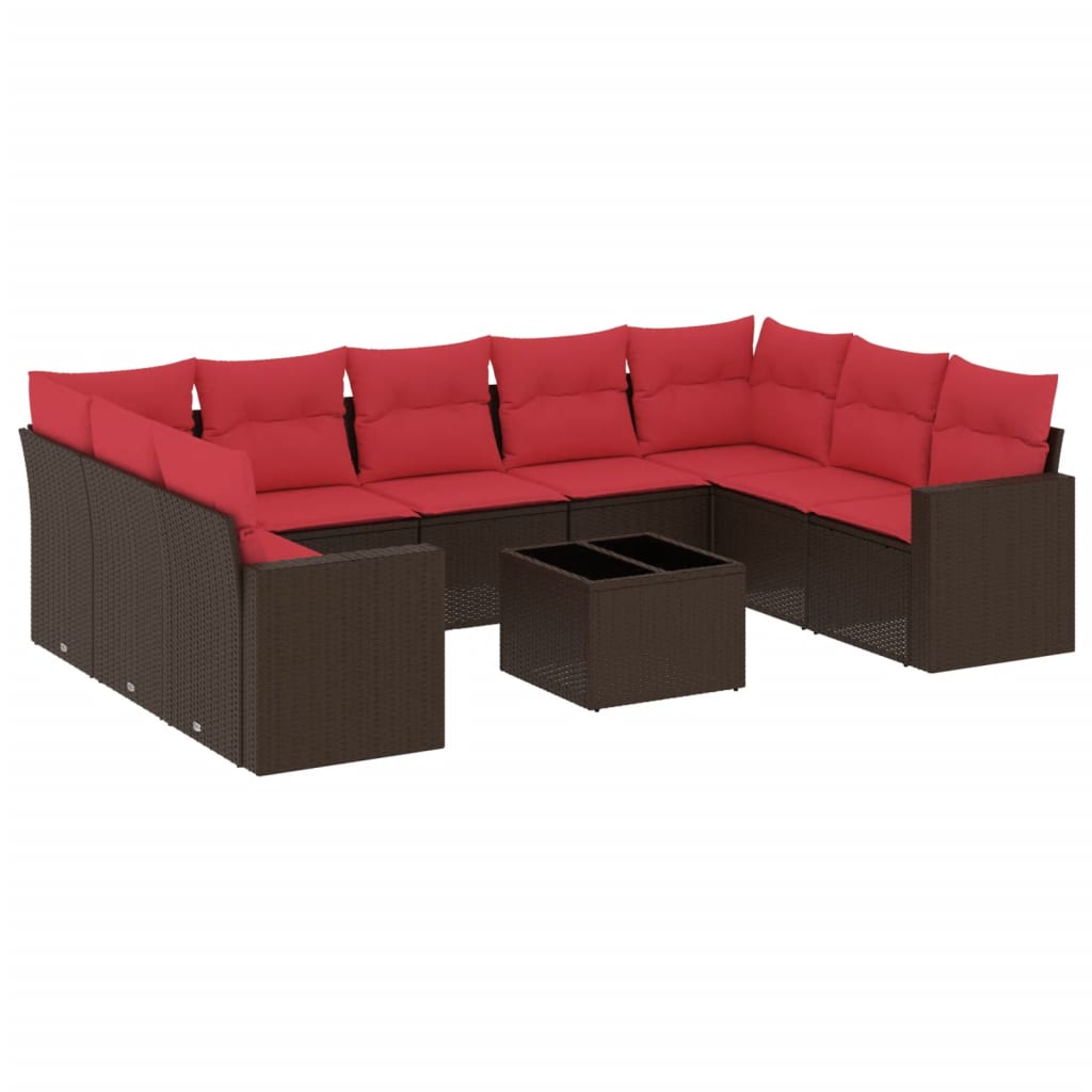 Sofasæt Til Haven 10 Dele Med Hynder Polyrattan Sort