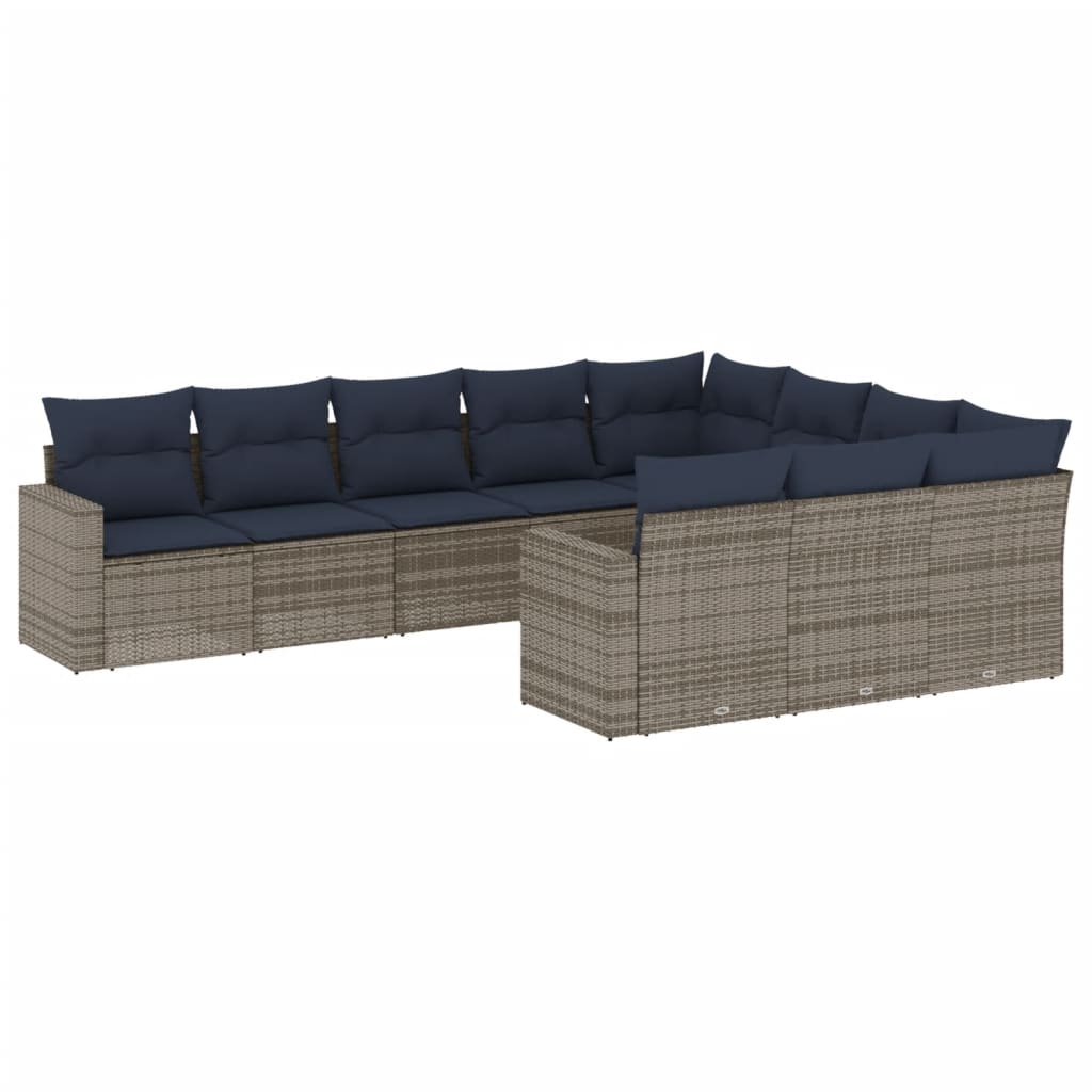 Sofasæt Til Haven 10 Dele Med Hynder Polyrattan Sort