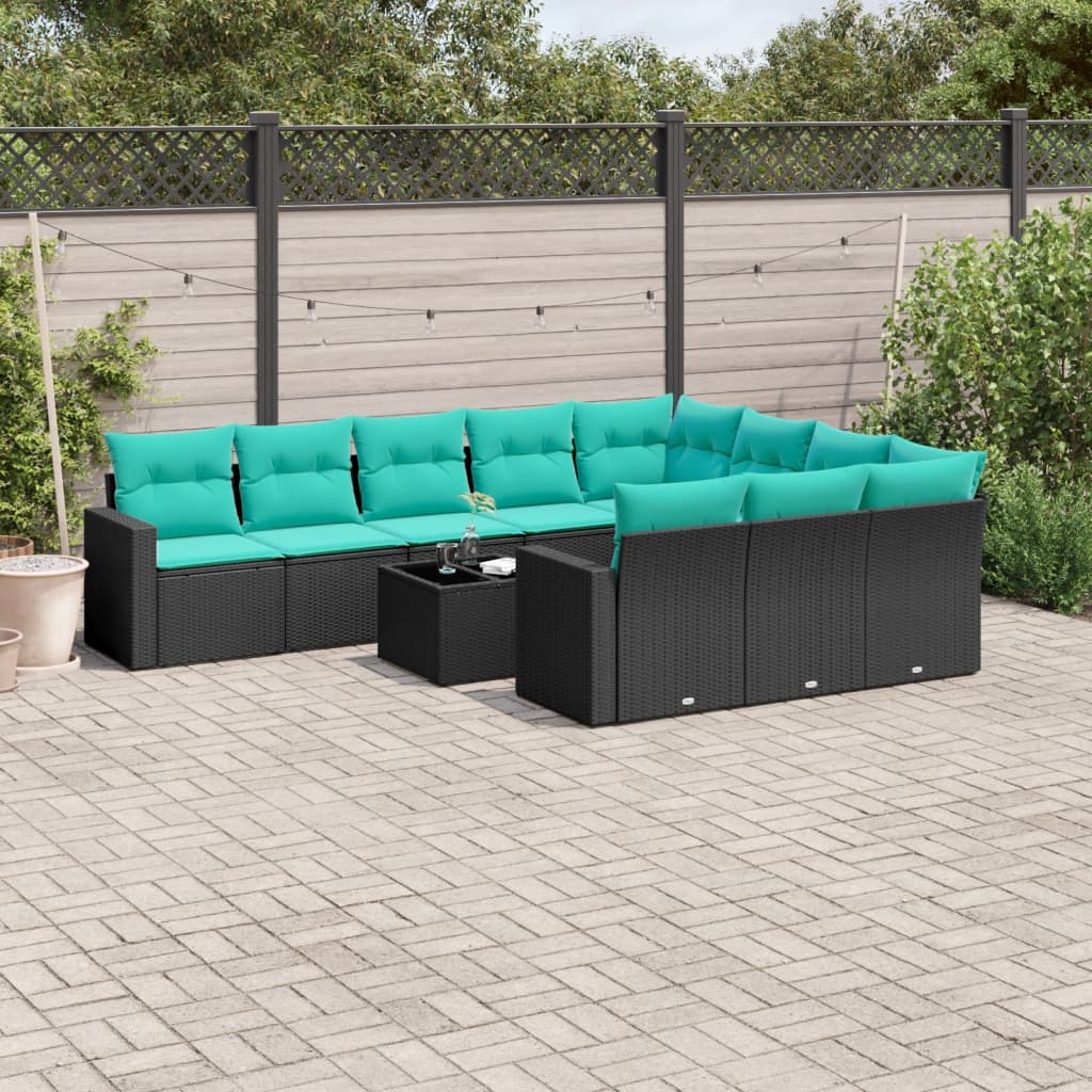 Sofasæt Til Haven 10 Dele Med Hynder Polyrattan Sort