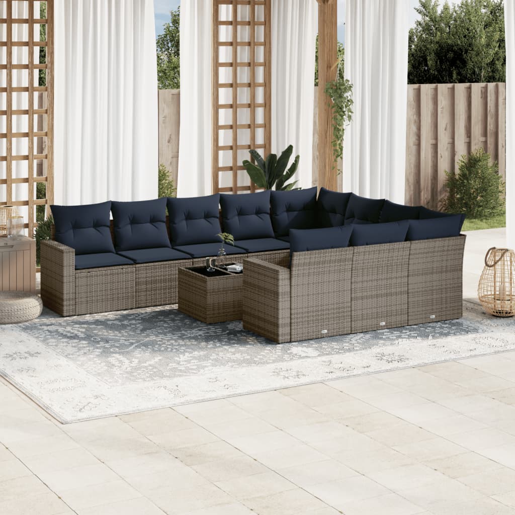 Sofasæt Til Haven 10 Dele Med Hynder Polyrattan Sort