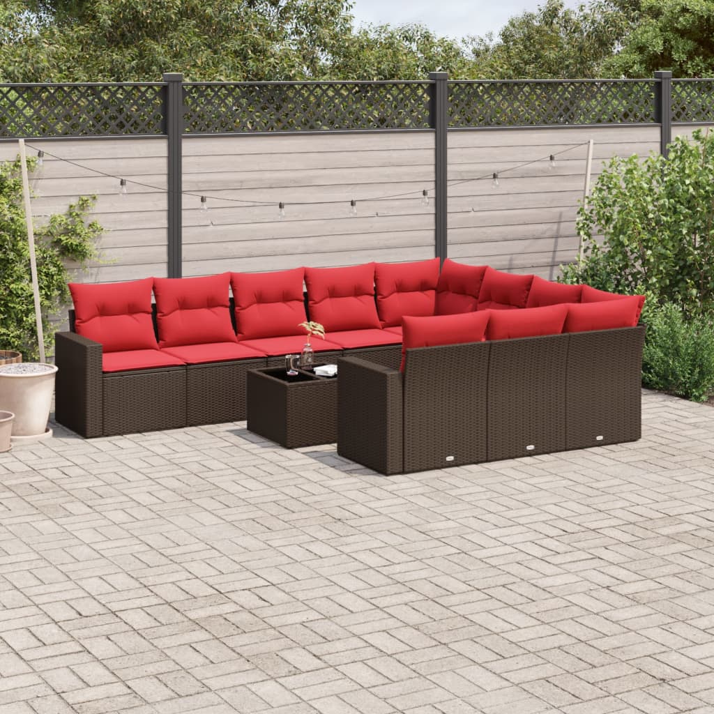 Sofasæt Til Haven 10 Dele Med Hynder Polyrattan Sort