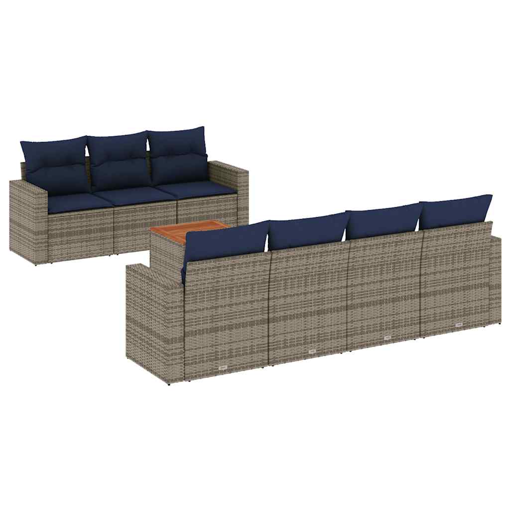 Sofasæt til Haven 8 Dele med Hynder Polyrattan Grå - billede 2
