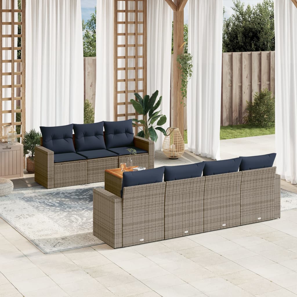 Sofasæt til Haven 8 Dele med Hynder Polyrattan Grå - hovedbillede