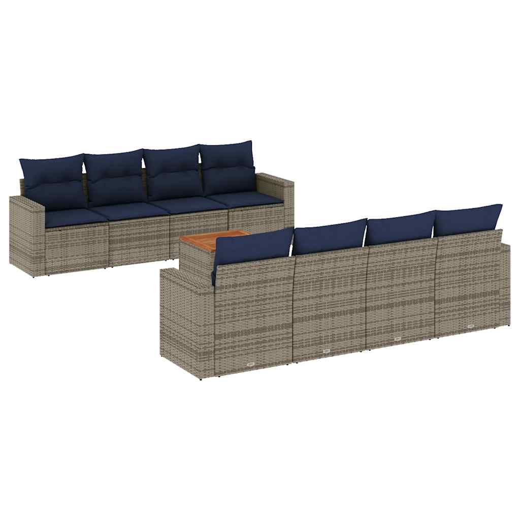 Sofasæt til Haven 9 Dele med Hynder Polyrattan Grå - billede 2