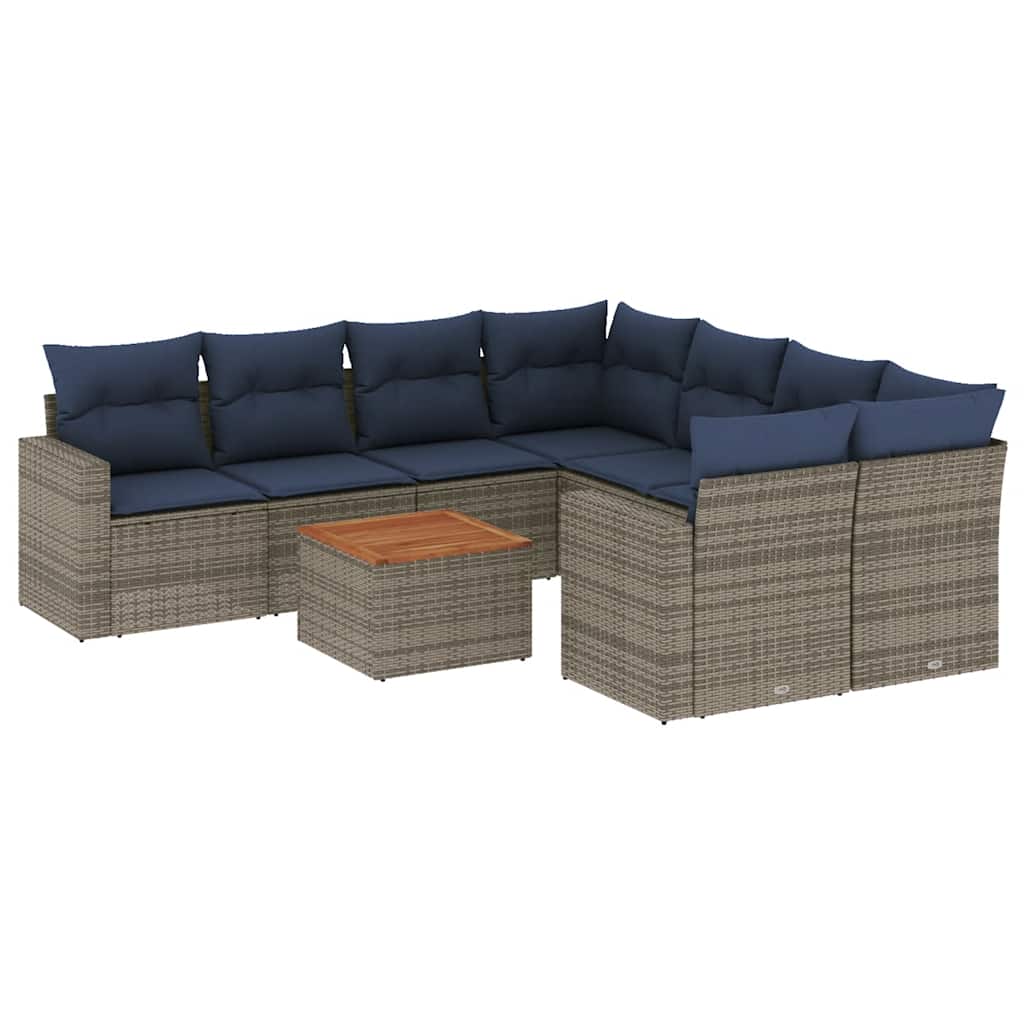 Sofasæt til Haven 9 Dele med Hynder Polyrattan Grå - billede 2
