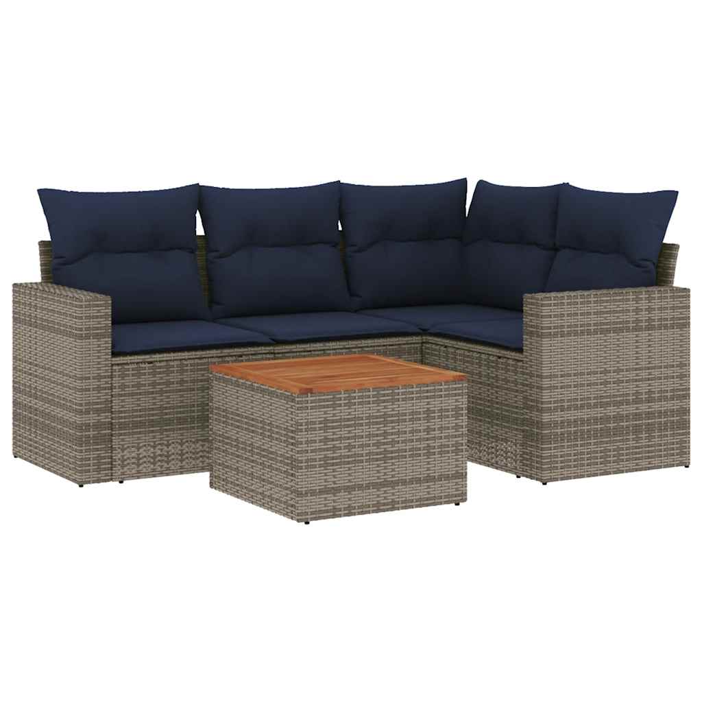 Sofasæt til Haven 5 Dele med Hynder Polyrattan Grå - billede 2