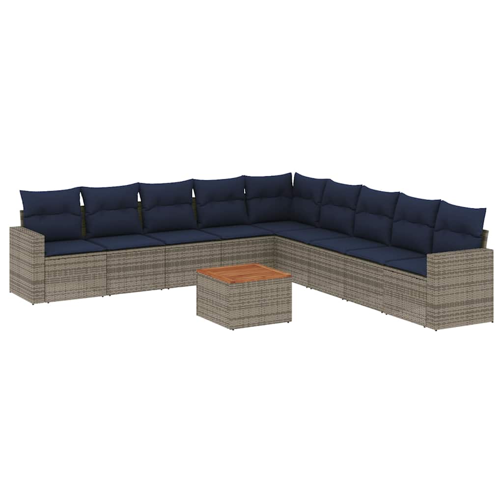 Sofasæt til Haven 10 Dele med Hynder Polyrattan Grå - billede 2