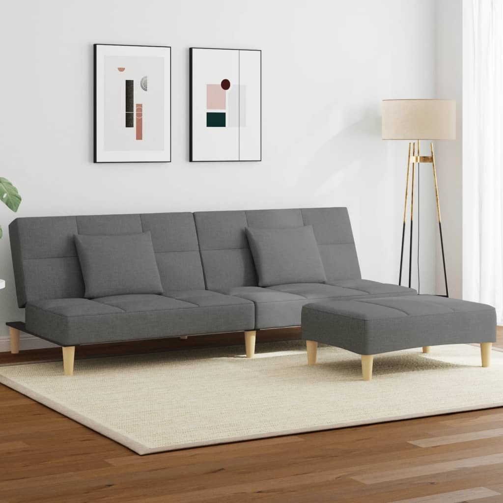 2-Personers Sovesofa Med Fodskammel Stof