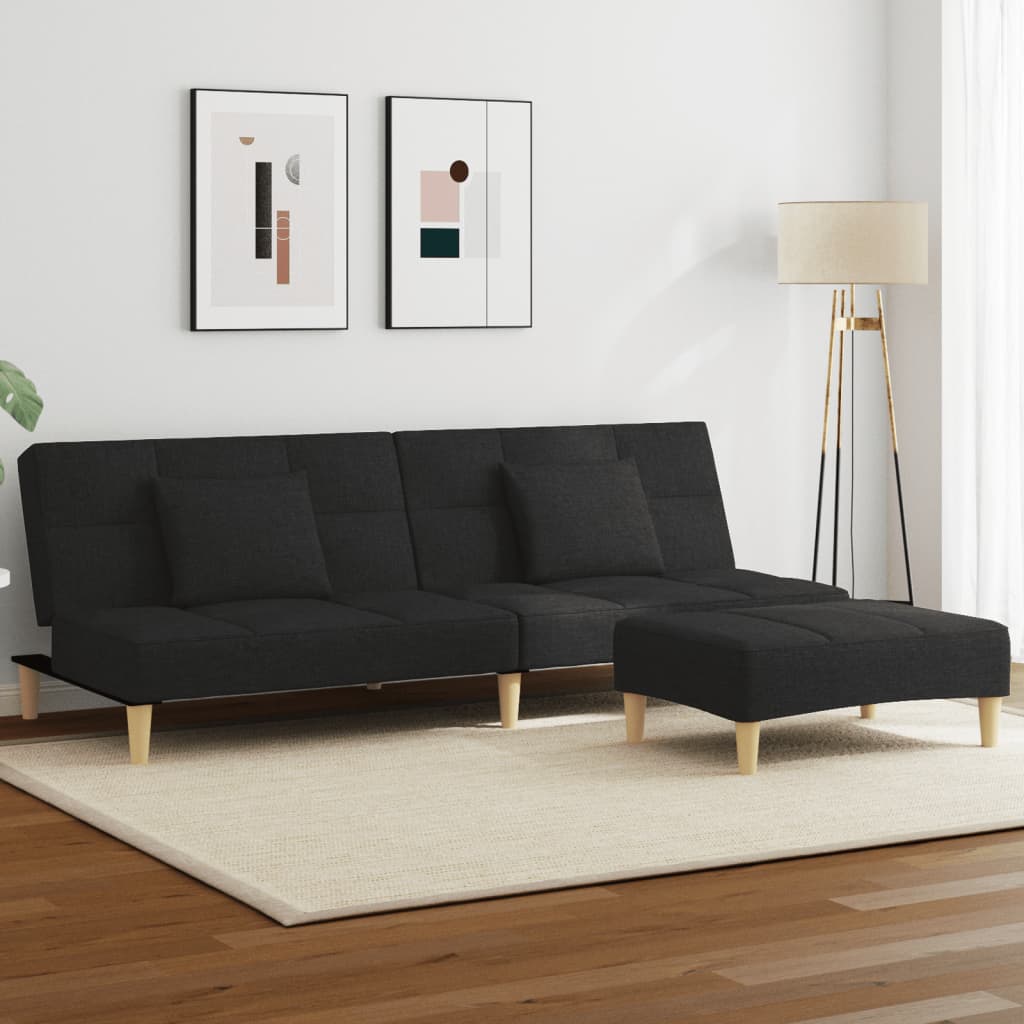 2-Personers Sovesofa Med Fodskammel Stof