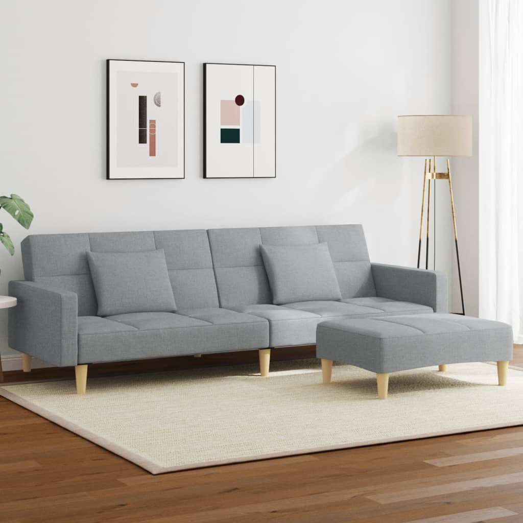 2-Personers Sovesofa Med Fodskammel Stof