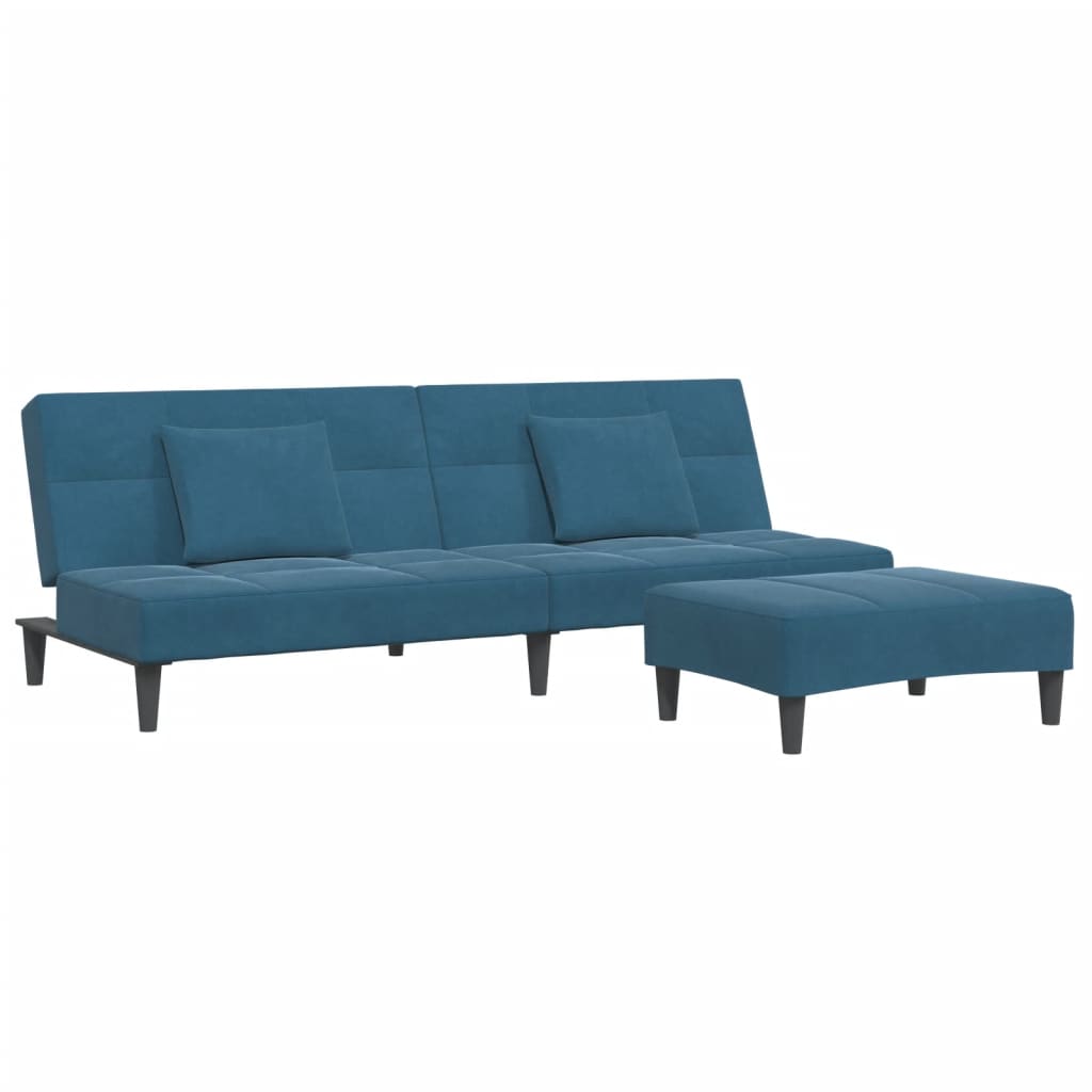 2-Personers Sovesofa Med Fodskammel Velour