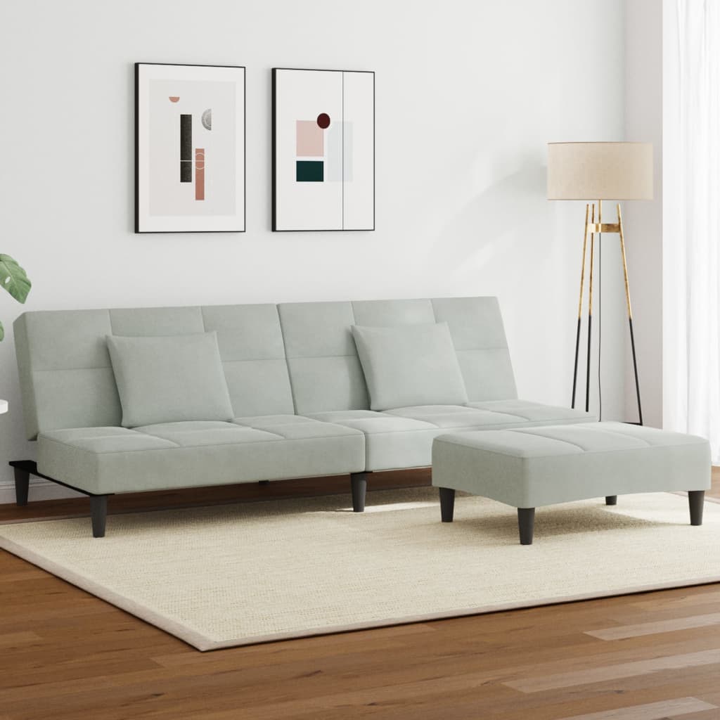 2-Personers Sovesofa Med Fodskammel Velour
