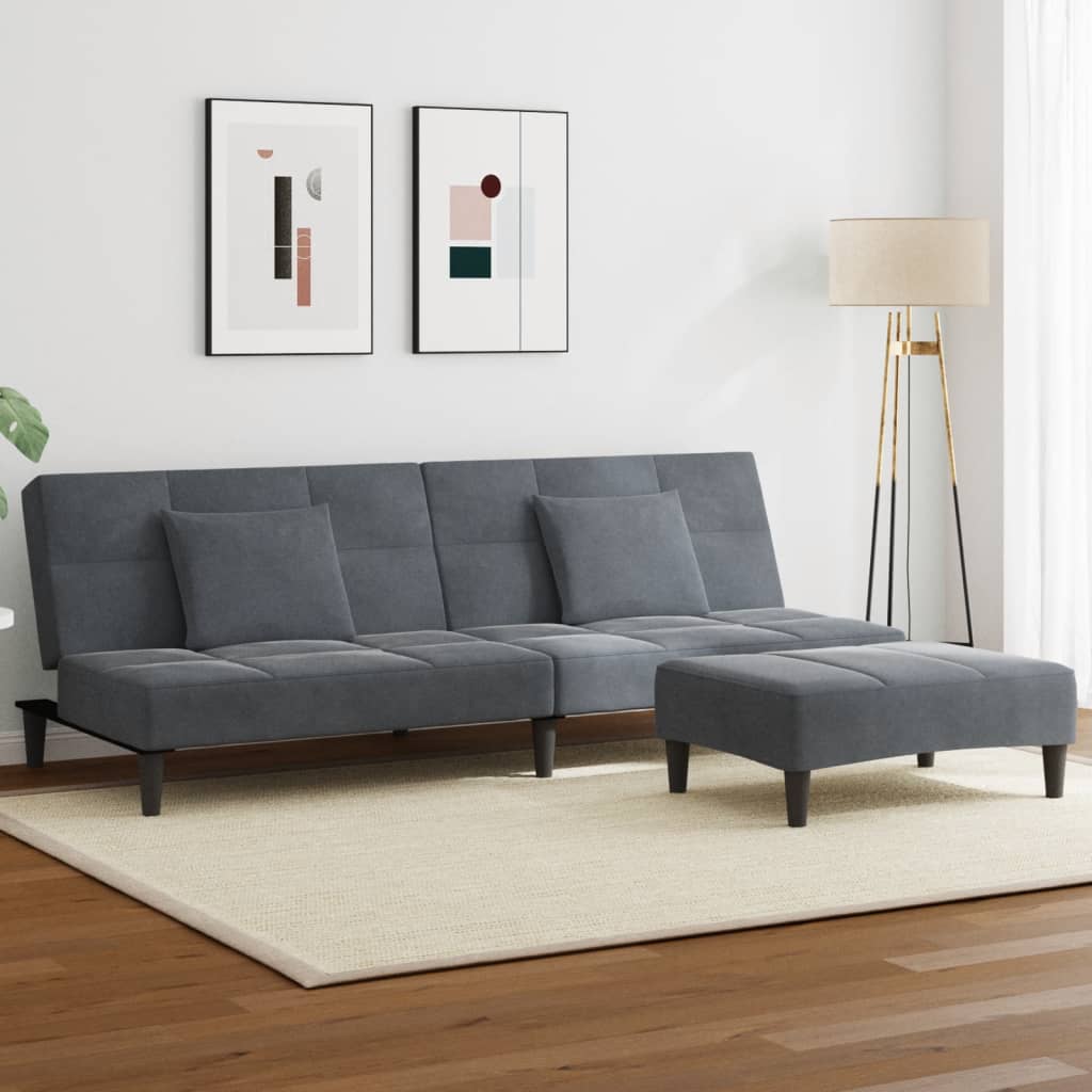 2-Personers Sovesofa Med Fodskammel Velour