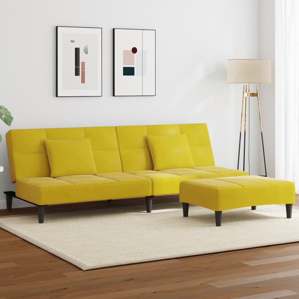 2-Personers Sovesofa Med Fodskammel Velour
