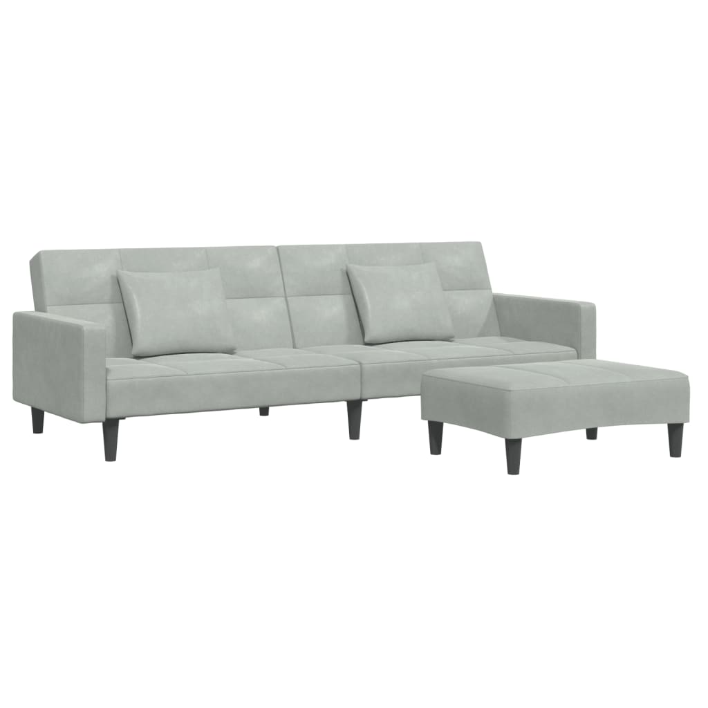 2-Personers Sovesofa Med Fodskammel Velour