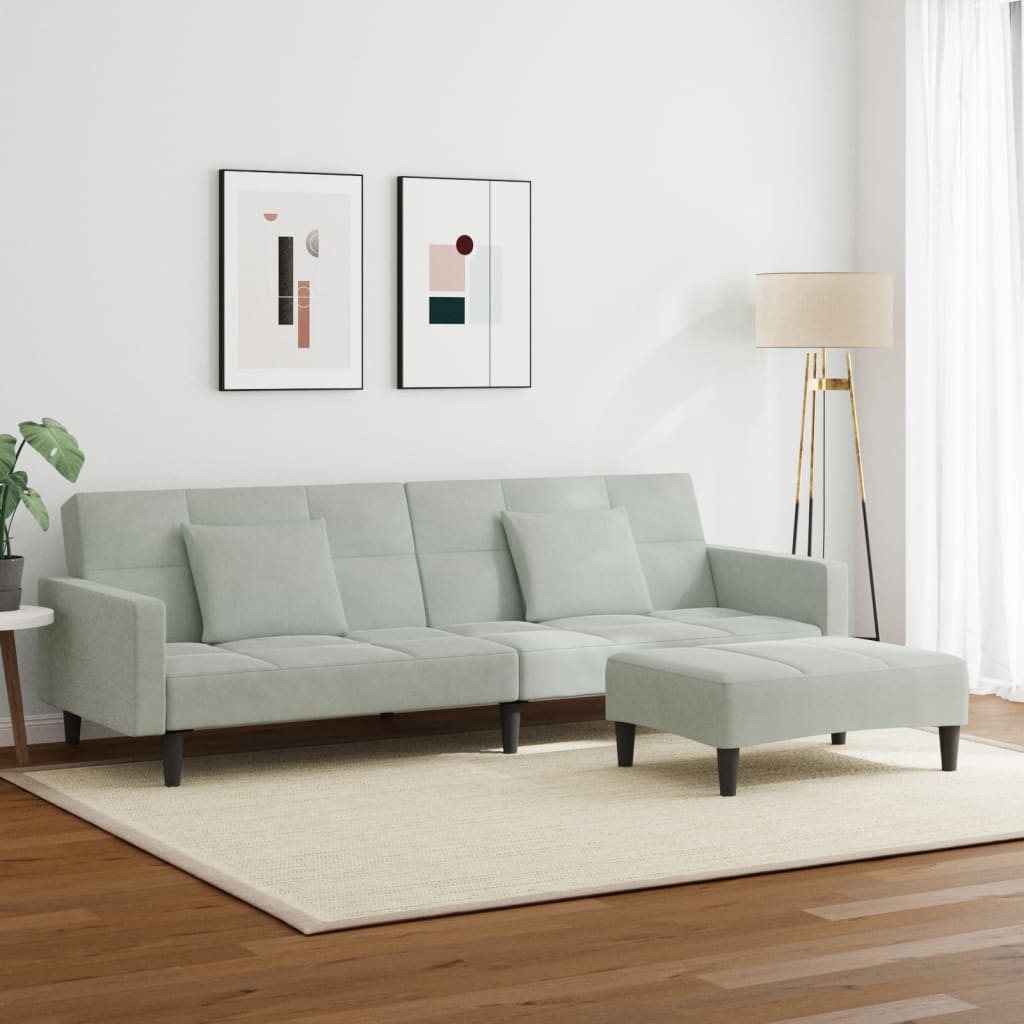 2-Personers Sovesofa Med Fodskammel Velour