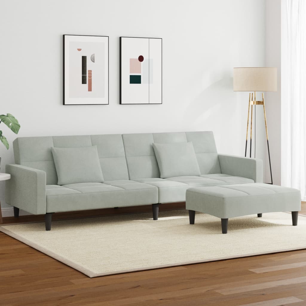 2-Personers Sovesofa Med Fodskammel Velour