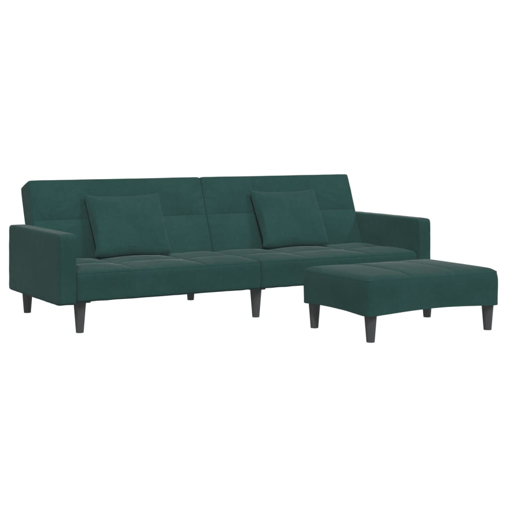 2-Personers Sovesofa Med Fodskammel Velour