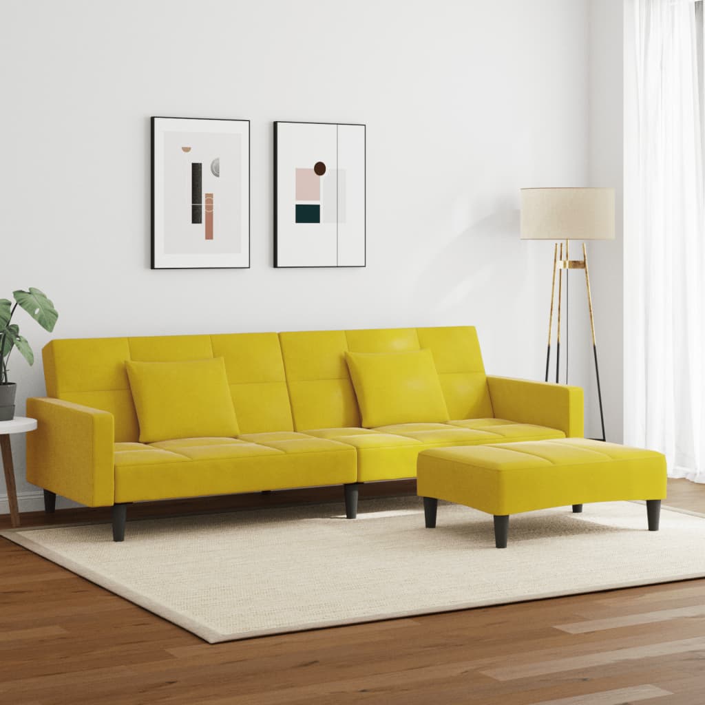 2-Personers Sovesofa Med Fodskammel Velour