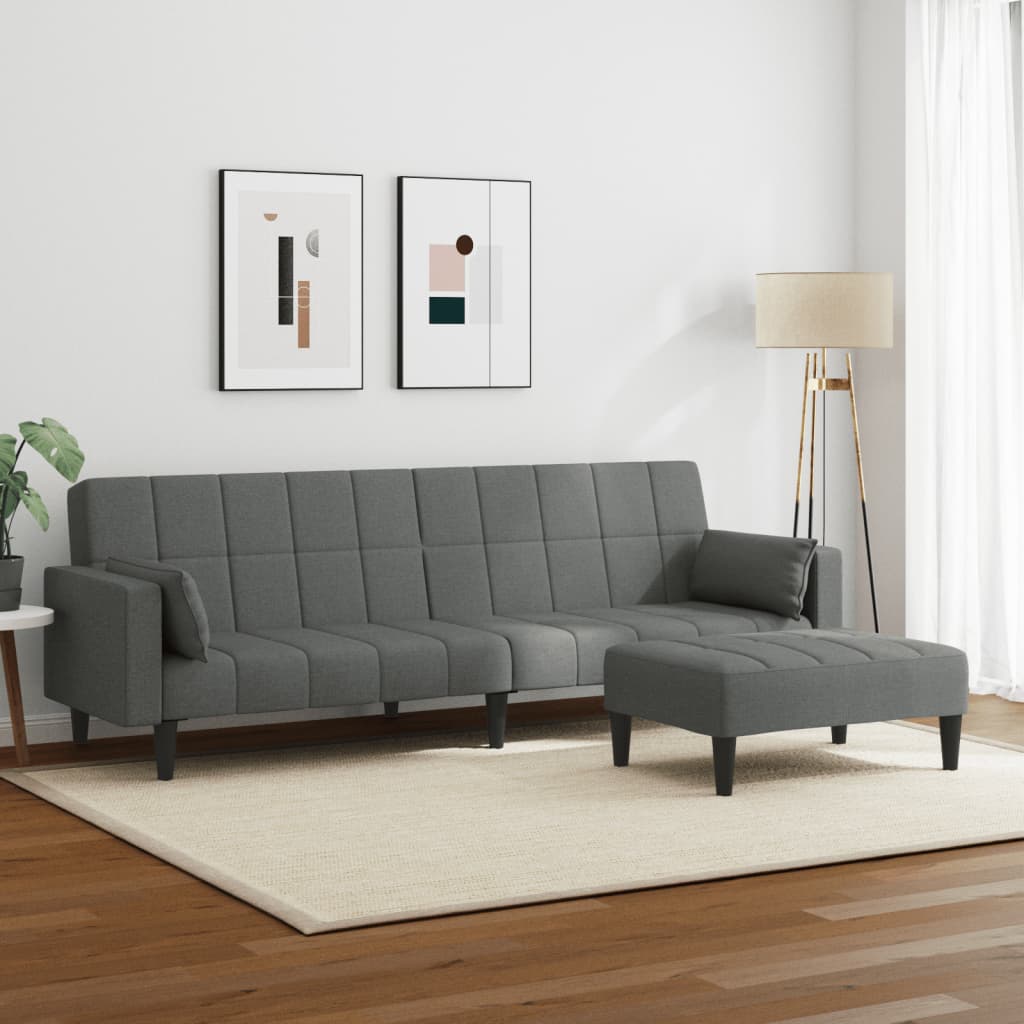2-Personers Sovesofa Med Fodskammel Stof